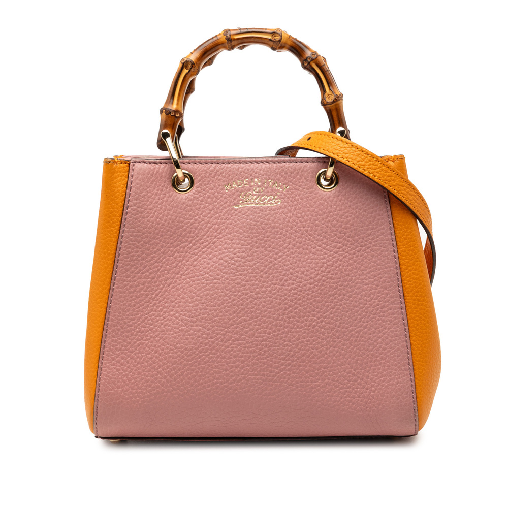 Pre-Loved Gucci Mini Bicolor Calfskin Bamboo Shopper Satchel